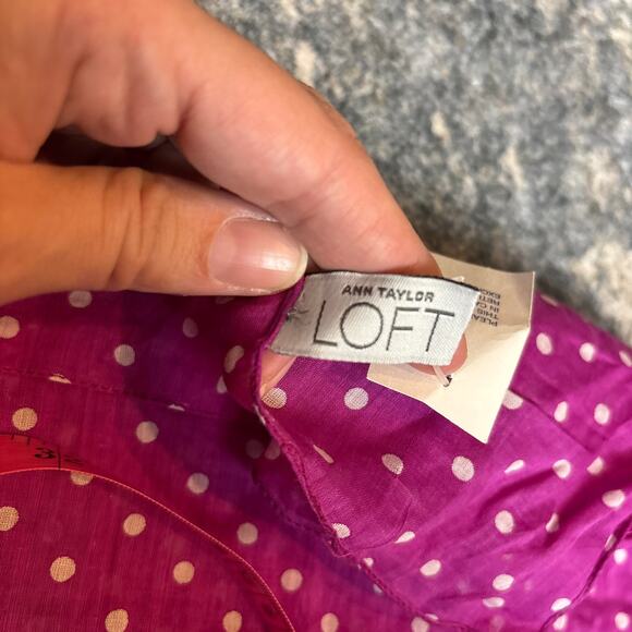 NWT Ann Taylor LOFT 100% Cotton Polka Dot Pareo Sarong Purple/White - Picture 3 of 7